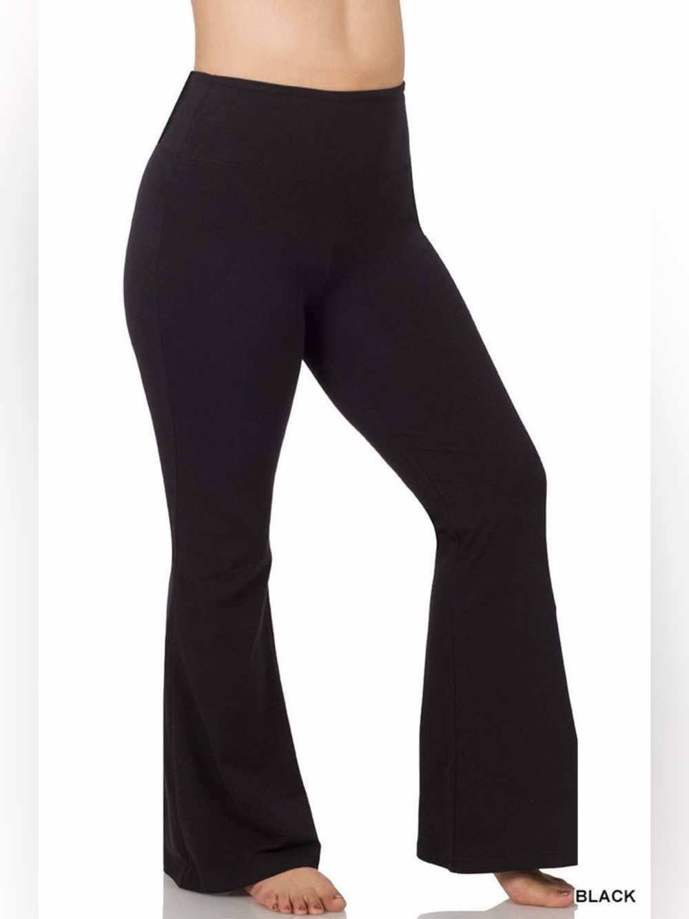 Zenana Black Plus Size Wide Waistband Yoga Flare Pants